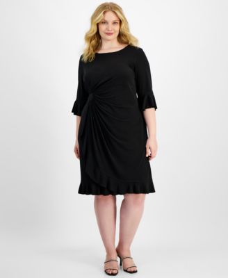 Connected - Plus Size Ruffled Faux-Wrap Dress