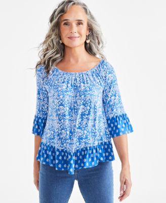 Style & Co - Women's Printed On or Off Shoulder Top