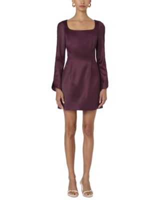 French Connection - Women's Structured Satin Long-Sleeve Dress