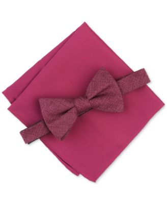 Alfani - Men's Oakley Textured Bow Tie & Solid Pocket Square Set