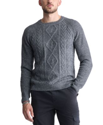 Buffalo David Bitton - Men's Wallaby Nep Yarn Cable Knit Crewneck Sweater