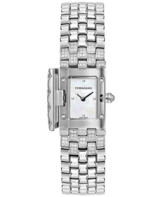 Ferragamo - Women's Secret Diamond (3/4 ct. t.w.) Stainless Steel Bracelet Watch 19x30mm