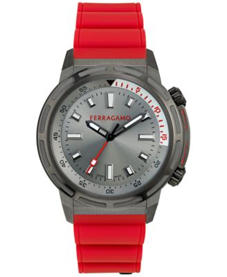 Ferragamo - Men's Swiss Sport Red Polyurethane Strap Watch 46mm