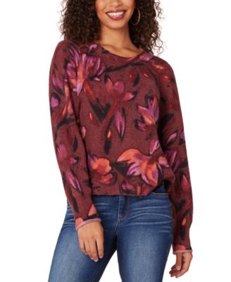Democracy - Petite Floral Long-Puff-Sleeve Sweater