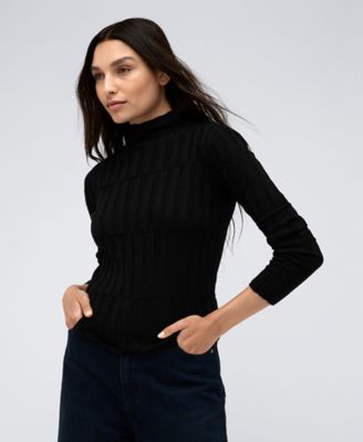 Kenneth Cole - Women's Mock-Neck Ribbed Long-Sleeve Sweater