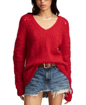 Lucky Brand - Women's V-Neck Pointelle Cable Pullover