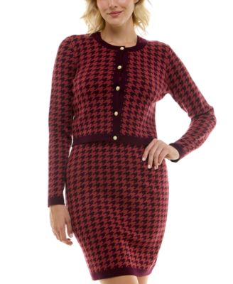 Taylor - Women's Houndstooth Mini Sweater Dress and Jacket
