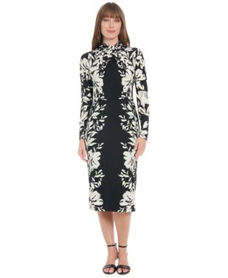 London Times - Women's Criss-Cross-Neck Bodycon Dress