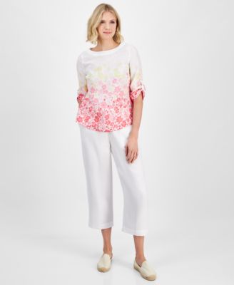 Charter Club - Women's Linen Pull-On Cropped Pants