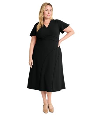 Maggy London - Plus Size Open Ladder-Trim A-Line Dress