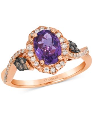 Le Vian - Amethyst (1-1/6 ct. t.w.) & Diamond (1/4 ct. t.w.) Halo Ring in 14k Rose Gold