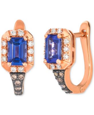 Le Vian - Tanzanite (1 ct. t.w.) & Diamond (1/4 ct. t.w.) Hoop Earrings in 14k Rose Gold