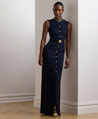Lauren Ralph Lauren - Women's Metallic-Trim Belted Georgette Gown