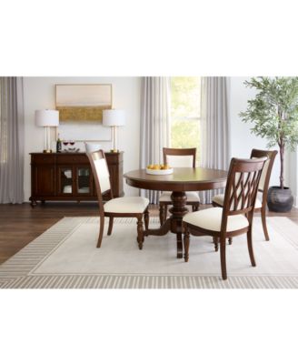 Furniture - Daria 5 Pc. Dining Set (Round Table & 4 Upholstered Side Chairs)