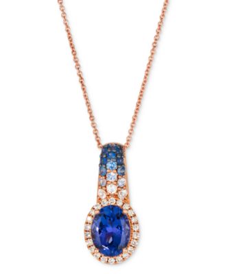 Le Vian - Blueberry Tanzanite (1-5/8 ct. t.w.), Denim Ombr&eacute; (1/4 ct. t.w.), White Sapphire (1/10 ct. t.w.) & Nude Diamond (1/6 ct. t.w.) 20" Adjustable Pendant Necklace in 14k Rose Gold