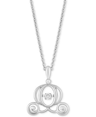 Disney Enchanted Vault - Diamond Cinderella Carriage 18" Pendant Necklace (1/20 ct. t.w.) in Sterling Silver