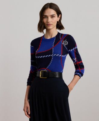 Lauren Ralph Lauren - Women's Rope-Print Cotton-Blend Sweater