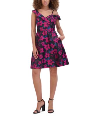 kensie - Women's Floral Jacquard A-Line Dress
