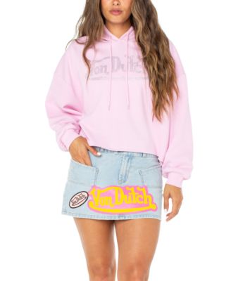 Von Dutch - Women's Rhinestone-Logo Crop Hoodie