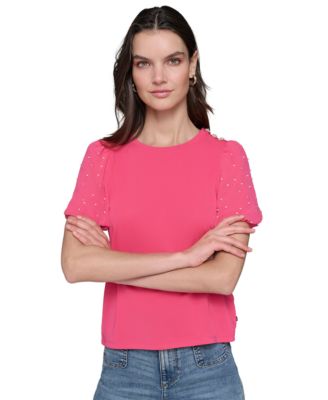 KARL LAGERFELD PARIS - Petite Embellished Knit Top