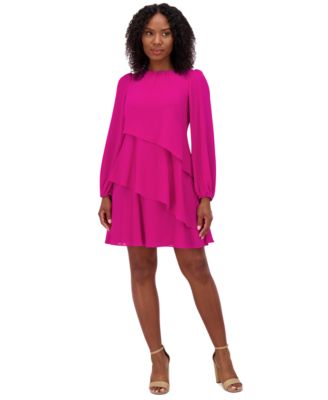 Jessica Howard - Women's Asymmetric-Tier Long-Sleeve Dress