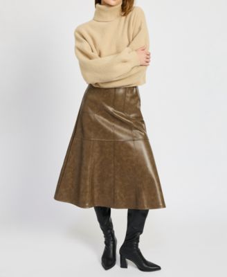 En Saison - Women's Maddelena Faux-Leather Midi Skirt