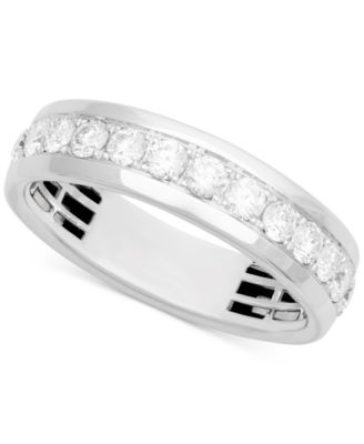 Macy's - Men's Diamond Comfort Fit Band Ring (1 ct. t.w.) in 14k White Gold (also in 14k Yellow Gold)