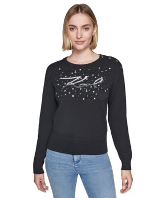KARL LAGERFELD PARIS - Women's Embellished Logo Sweater