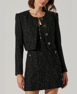 ASTR the Label - Women's Milena Button-Front Tweed Jacket