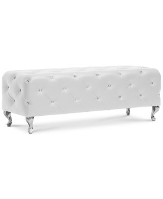 Furniture - Arabella Crystal Tufted Faux Leather Bench