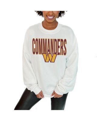 Gameday Couture - Women's  White Washington Commanders Just Go With It Oversized Long Sleeve Crewneck Sweatshirt