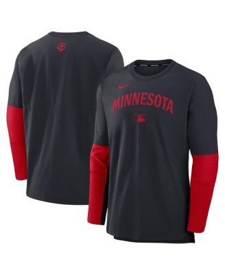 Nike - Men's Navy/Red Minnesota Twins Authentic Collection Lightweight Player Tri-Blend Performance Pullover Sweatshirt