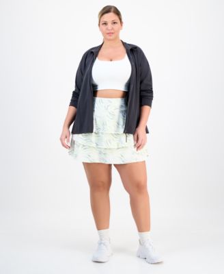 ID Ideology - Plus Size Zebra-Print Flounce-Hem Skort