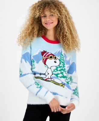 Hooked Up by IOT - Juniors' Snoopy Skiing Sweater