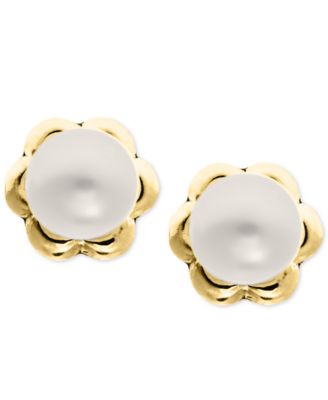 Macy's - Children's Cultured Freshwater Pearl (4mm) Flower Stud Earrings in 14k Gold