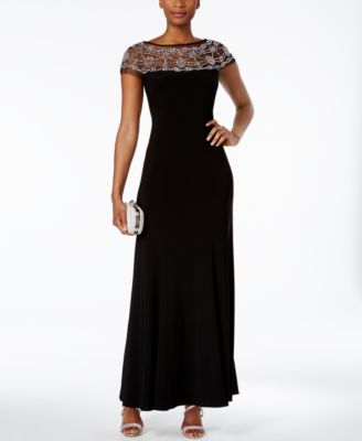 R & M Richards - Beaded-Trim A-Line Gown
