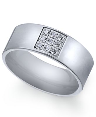 Sutton by Rhona Sutton - Men's Stainless Steel Cubic Zirconia Ring