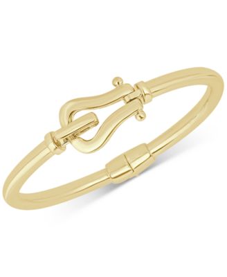 Italian Gold - Horsehoe Hook Bangle Bracelet in 14k Gold-Plated Sterling Silver
