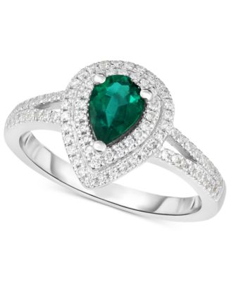 Macy's - Emerald (5/8 ct. t.w.) & Diamond (1/3 ct. t.w.) Ring in 14k White Gold