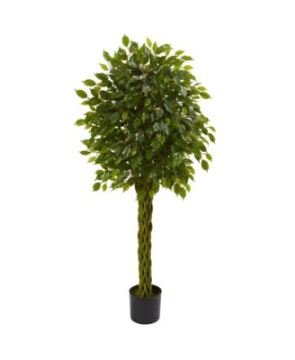 Nearly Natural - 5' Ficus UV-Resistant Indoor/Outdoor Artificial Tree with Woven Trunk