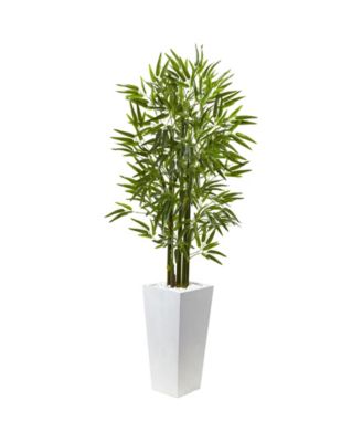 Nearly Natural - 5' Bamboo UV-Resistant Indoor/Outdoor Artificial Tree with White Planter