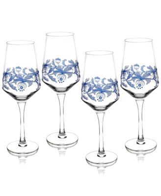 Spode - Blue Italian Wine Glasses, Set of 4