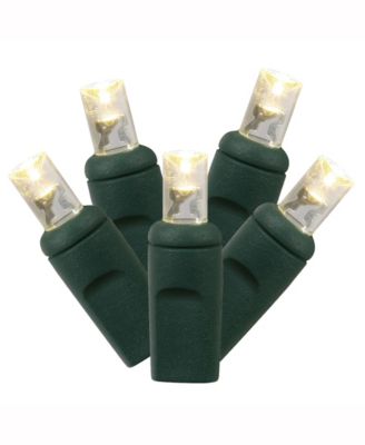 Vickerman - 100 Warm White Wide Angle LED Light on Green Wire, 50' Christmas Single Mold Light Strand