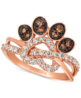 Le Vian - Heart & Paw Print Nude™ & Chocolate&reg; Diamond Ring (5/8 ct. t.w.) in 14k Rose Gold