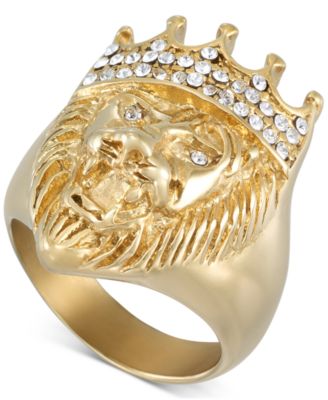 LEGACY for MEN by Simone I. Smith - Men's Crystal Lion Ring in Gold-Tone Ion-Plated Stainless Steel