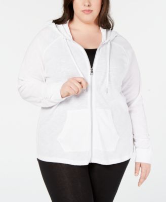 Calvin Klein - Ruched-Sleeve Zip Hoodie, XS-4X