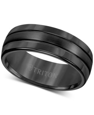 Triton - Men's Ring, 8mm 3-Row Wedding Band in Classic or Black Tungsten
