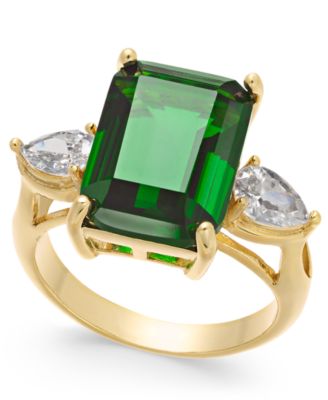 Charter Club - Fine Silver Plate, Gold or Rose Gold Plate Emerald-Crystal Ring