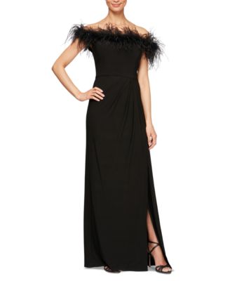 Alex Evenings - Faux-Feather Off-The-Shoulder Gown