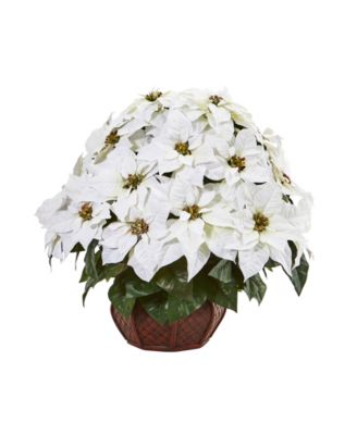 Nearly Natural - Poinsettia Artificial Arrangement in Decorative Planter
